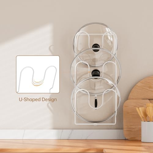 ORDORA Pot Lid Organizer Rack for Cabinet Door, 2 Pack Pot Lid Holder White