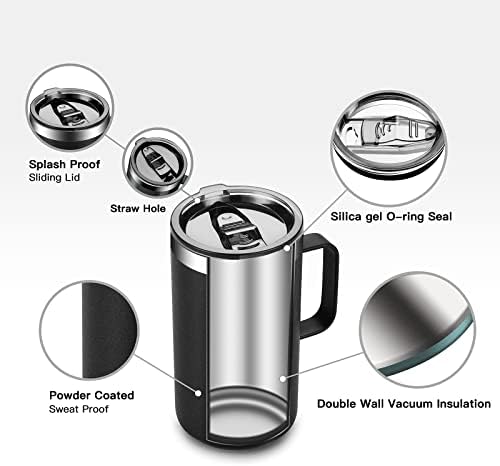 KXIAOCHEN 20 oz Insulated Coffee Mug, Coffee Cup with Lid and Wide Handle