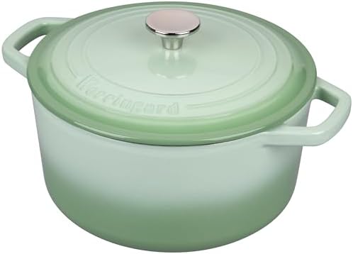 VORRINGARD Enameled Cast Iron Dutch Oven Pot with Lid, for Bread Baking, Round Bread Oven- include Sourdough Bread Baking Supplies Set, 4.5QT, Green