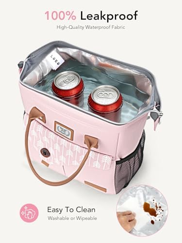 Lekesky Pink Lunch Bag for Women Insulated Lunch Box Leakproof Lunchbox for Adult Work