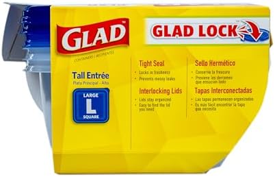 Glad GladWare Tall Entree Containers, Large Square, 42 oz - 3 Count (Pack of 6)