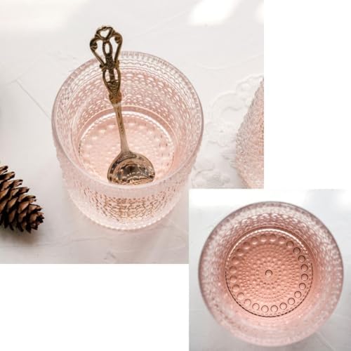 Cocktail Glasses 10 oz Hobnail Drinking Glasses Set of 6, Vintage Glassware, Textured Glass Cups Bubble Glasses Water Glasses Old Fashion Jupiter Glasses Set, Grey