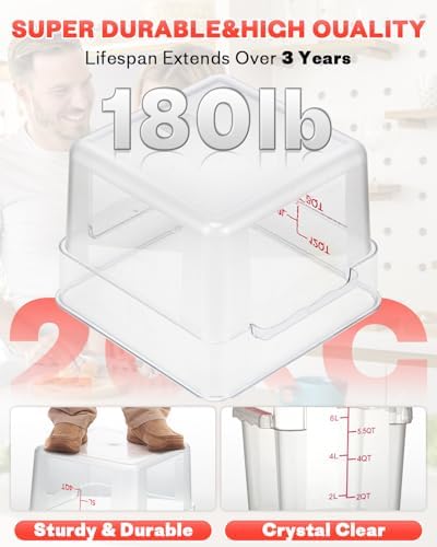 12QT 4PCS NSF Commercial Clear Food Storage Containers with Lids(RED)