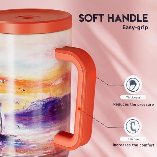 Meoky 40 oz Tumbler with Handle and Straw: Stainless Steel Insulated Tumbler with Lid and Straw - 100% Leak Proof Tumbler for Car Cup Holders - Travelers Commuters Workers, Sailboat
