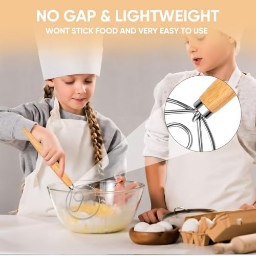 Maxjoy Danish Dough Whisk, Stainless Steel Wooden Bread Tool for Sourdough