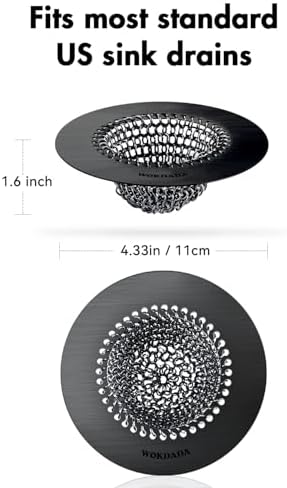 Reversible Kitchen Sink Drain Strainer, Anti-Clog Flat Edge, Black