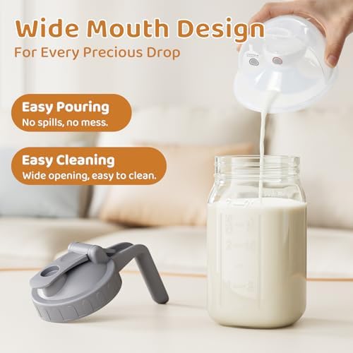 32 oz Breast Milk Pitcher, Glass Mason Jar Pitcher with Lid