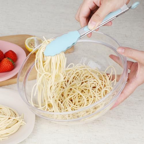 HOTEC Small Silicone Kitchen Tongs 7-Inch Mini Serving Tongs, Set of 3