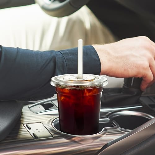 Turbo Bee 200 Sets 16 OZ Clear Plastic Cups with Lids and Straws, Disposable To Go Iced coffee cups with lids for Cold Drinks, Smoothie, and Slushie