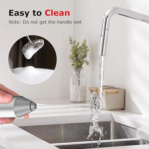 Bonsenkitchen Milk Frother with Stand for Coffee, Battery Operated Frother