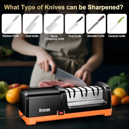 Electric Knife Sharpener 100% Diamond Abrasives, 3 Stages Knife Sharpener