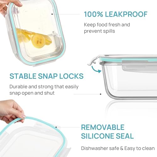 Vtopmart 2Pack 2260ml/76.4oz Extra Large Glass Storage Containers, Green