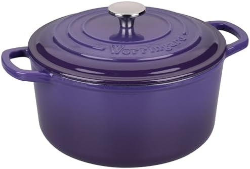 VORRINGARD Enameled Cast Iron Dutch Oven Pot with Lid, for Sourdough Bread Baking, Round Dutch Ovens, 4.5 Quart, Purple