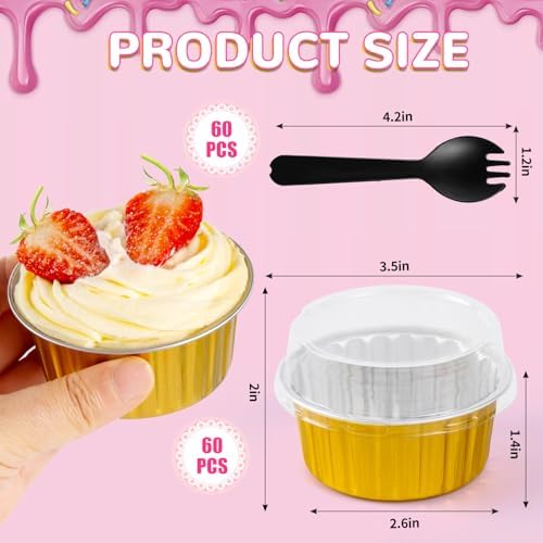 60Pcs Mini Aluminum Foil Baking Loaf Pans with Lids and Spoons