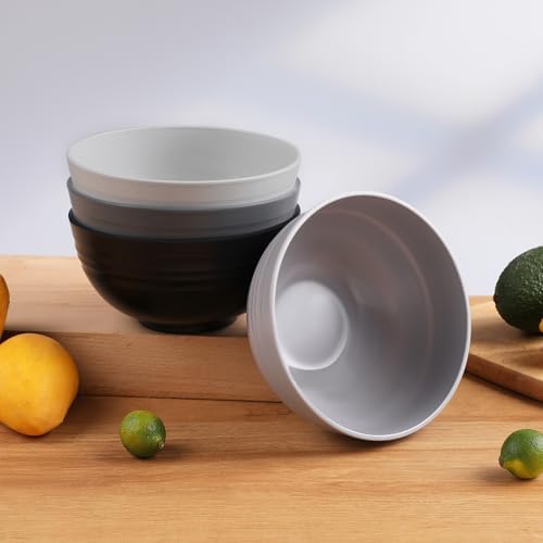 HEYCOME 12 Pcs Unbreakable Cereal Bowls Set, 26 Oz Wheat Straw Bowls Set, Microwave & Dishwasher Safe Bowls for Kitchen, Reusable Plastic Bowls for Soup, Salad and Snack, BPA Free, Multicolor