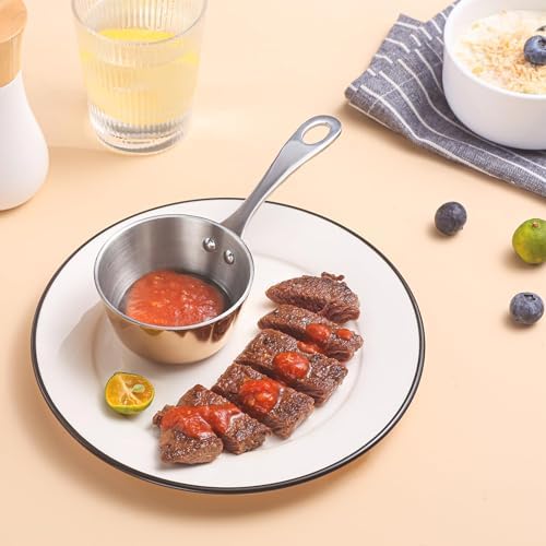 Mini Sauce Pan, Tri-Ply Stainless Steel Pot with Stay-Cool Handle Heating Sauce Gravy & Oil (5oz/150ml) - Copper