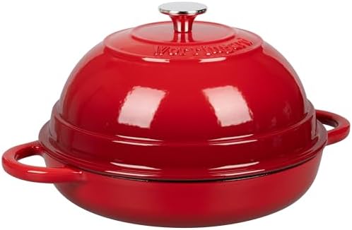 VORRINGARD Cast Iron Enameled Dutch Oven Pot with Lid for Bread Baking, Bread Oven, 6 Quart, Red