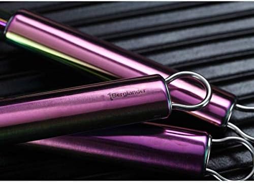Berglander Rainbow Whisk Pack of 3 Stainless Steel 8",10",12", Titianium Plating Colorful Whisk for Cooking, Beater,Wire Whisk Set Kitchen Wisk (Rainbow)