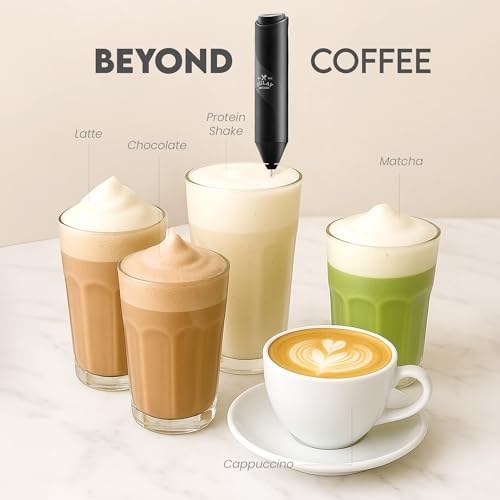 Zulay Kitchen Powerful Milk Frother AA Batteries Included – Ultra Fast Handheld Drink Mixer with Stainless Steel Whisk Stirrer for Coffee, Protein, Matcha & More, Frother Wand Electric Frothmate