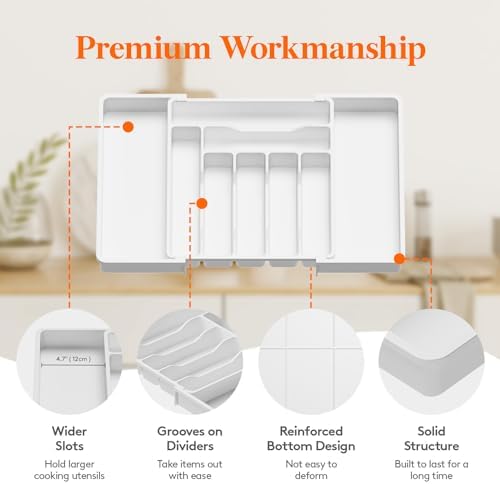 Lifewit Expandable Silverware Drawer Organizer, Kitchen Utensil Tray