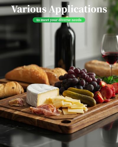 Kitsure Acacia Wood Cutting Board for Kitchen, Large, Edge Grain