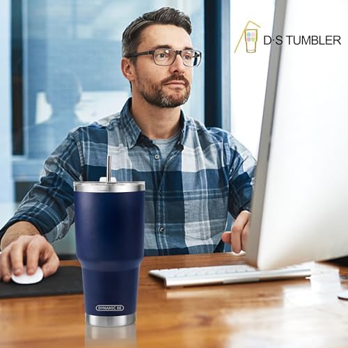 D·S 30 oz Navy Tumbler Double Wall Vacuum Insulated Travel Coffee Mug