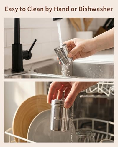 HOUSE AGAIN Large Tea Infuser, Extra Fine Mesh Tea Strainers for Loose Tea, 18/8 Stainless Steel Tea Strainer with Extended Chain Hook, Tea Steeper for Brew Tea, Spices & Seasonings for Multi Cups