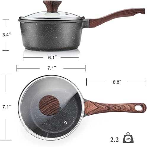SENSARTE Nonstick Sauce Pan Set with Lid, 2 + 2.5 QT, PFOA/PFOS Free