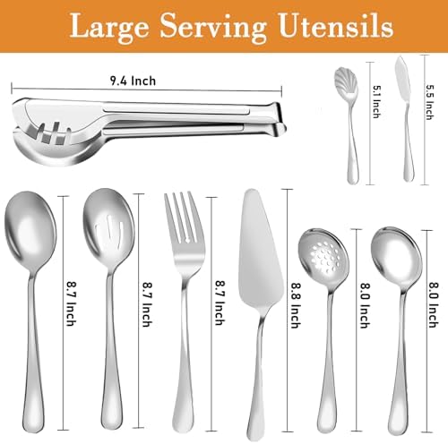 Serving Utensils Set for Buffet, 36 Pack Stainless Steel Serveware, Silver