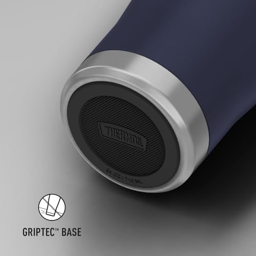THERMOS Icon Series 24oz Stainless Steel Tumbler with Slide Lock Lid, Leakproof, Fits Cupholder, Dishwasher Safe, Griptec™ Non‑Slip Base, Keeps Drinks Hot 6 Hrs/Cold 22 Hrs, Mystic Navy