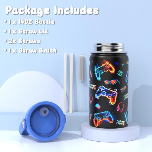 Kids Bento Lunch Box with Food Jar, Water Bottle, Lunch Bag, Game
