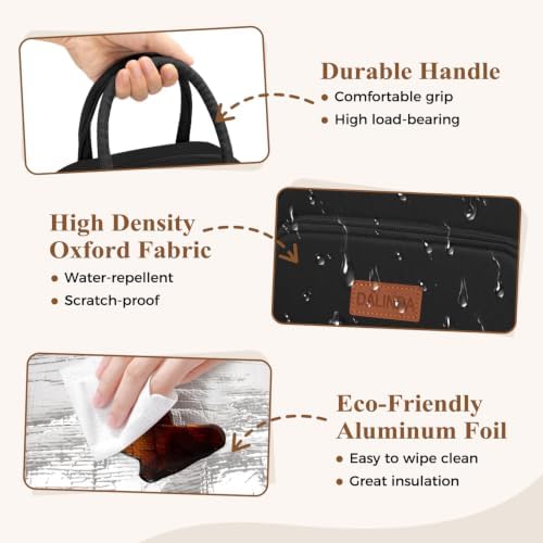 DALINDA Lunch Bag Lunch Box for Women Men, Insulated Lunch Bags Water-Resistant Cute Cooler Lunch Tote Bag, Reusable Large Capacity for Work Travel Picnic