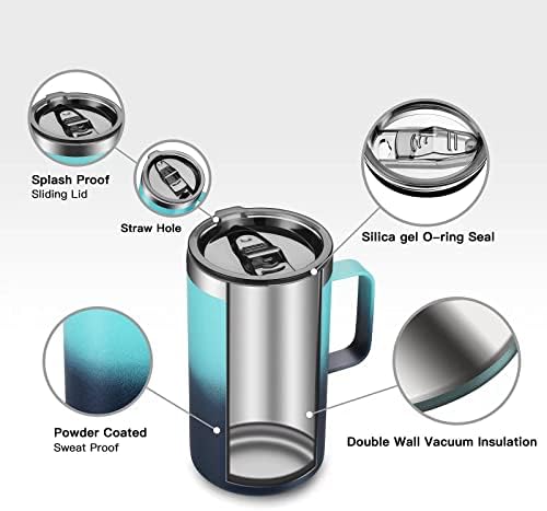 KXIAOCHEN 20 oz Insulated Coffee Mug, Coffee Cup with Lid and Wide Handle