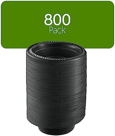 PLASTICPRO 800 PCS Black Plastic Bowls Light Weight 5 oz Small Plastic Soup Bowls Black Salad Dessert Plates Disposable for Party and Wedding