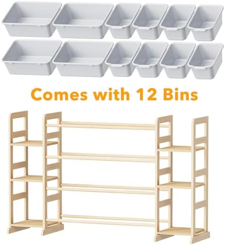 SpaceAid Toy Storage Organizer with 6 Shelves and 12 Bins, Toy Organizers Storage Bookshelf, Kids Bin Shelf Toys Box Bookcase for Bedroom Playroom Organization Room Decor, Neutral Gray