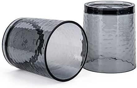 KX-WARE 14-ounce and 20-ounce Acrylic Glasses Plastic Tumbler, set of 8 Smoky Grey - Hammered Style, Dishwasher Safe, BPA Free
