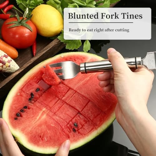 Watermelon Slicer with Stainless Steel Fork and Tong