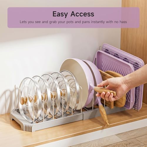 MUDEELA Pots and Pans Organizer under Cabinet, Grey