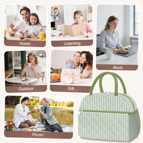 KUBYA Lunch Bag Lunch Box for Women Adult Men Insulated Quilted Reusable Large Lunch Tote Bag Leakproof Simple Cooler Bag for Work Office Picnic Beach or Travel