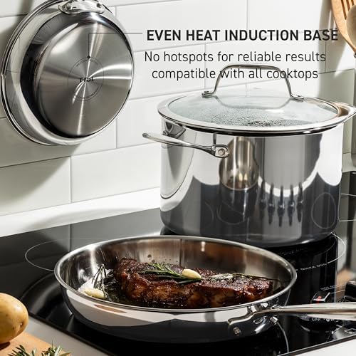 T-Fal Pro Tri-Ply Stainless Steel 6 qt Dutch Oven Pot with Lid, Induction