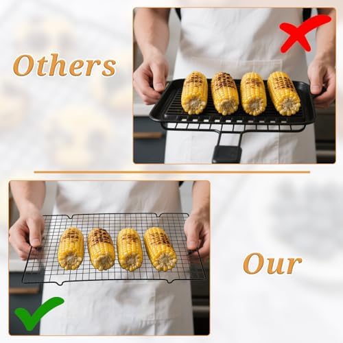 6Pcs 16x10 Inch Cooling Racks, Stainless Steel Baking Rack with Handle, Wire Rack & Cookie Cooling Rack for Roasting, Grilling, Drying Oven and Dishwasher Safe