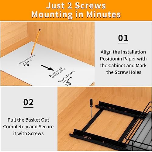 BOIVSHI Pull Out Spice Rack Organizer for Cabinet, Heavy Duty Slide Out Spice Rack Organizer for Kitchen Cabinets and Pantry, Fits Spices, Sauces, Canned Food (8.5''Wx10.5''Dx2.5''H)