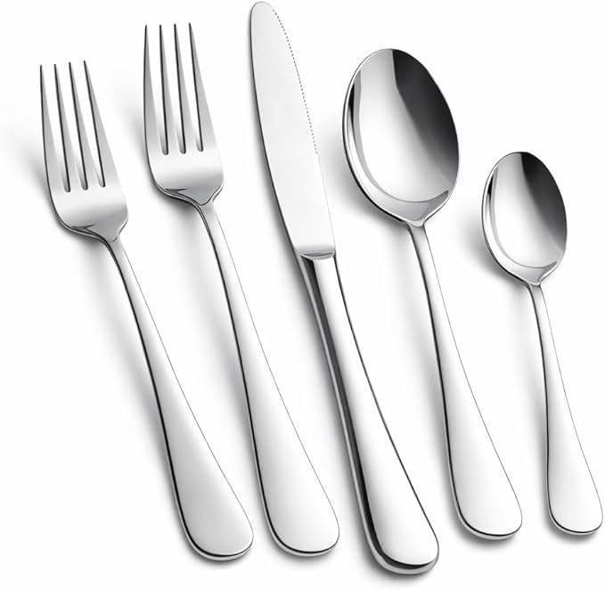 Silverware Set 60-Piece, Stainless Steel Flatware Cutlery Set for 12, Mirror Polished, Dishwasher Safe, Tableware Set for Home, Kitchen, Wedding, Party