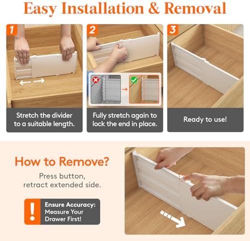Lifewit 8" Tall Drawer Dividers, Adjustable Deep Drawer Organizer Clothes