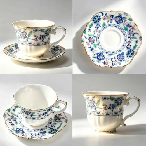 TATSUMI Bone China Tea Cup and Saucer Set (Purple, 1 set)