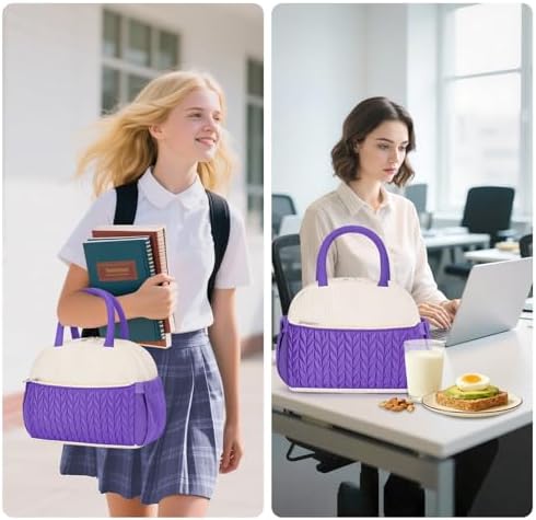 KUBYA Lunch Box for Women, Cute Corduroy Insulated Lunch Bag Women Reusable Work Leakproof Simple Adults Large Lunch Boxes Tote Bag Men Cooler Bag