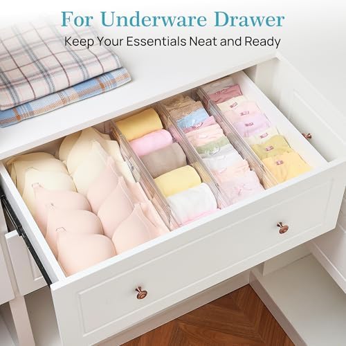 Vtopmart 4" Regular Upgrade Drawer Dividers for Clothes, 12.8"-22.3" 8 Pack