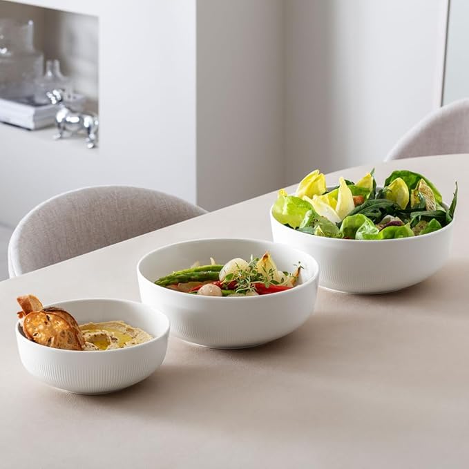 Villeroy & Boch Afina Gourmet Medium Serving Bowl, Premium Porcelain, Made in Germany, Dishwasher and Microwave Safe, 9.5 x 9.5x 3.5 in, Stackable, White