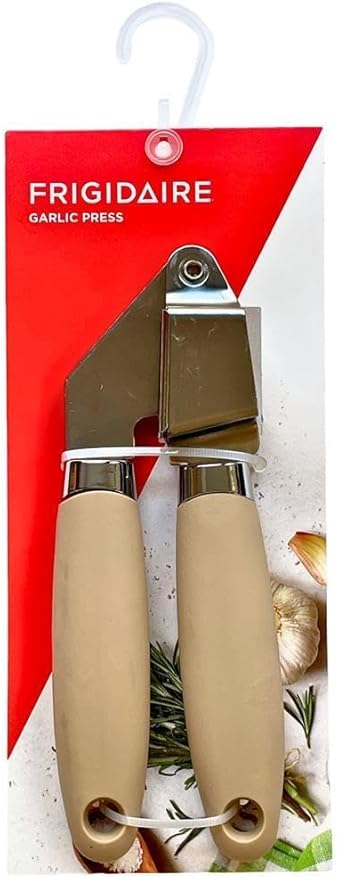 Frigidaire Garlic Press, Stainless Steel with Soft Ergonomic Silicone Handle (LIGHT TAUPE)