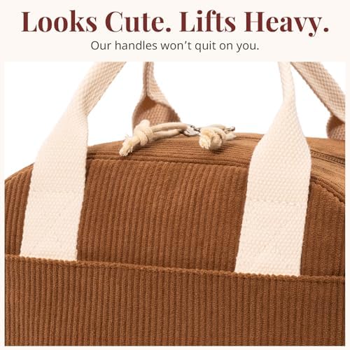 LOVELYWIND Lunch Box for Women Men, Brown Corduroy Insulated Lunch Bag